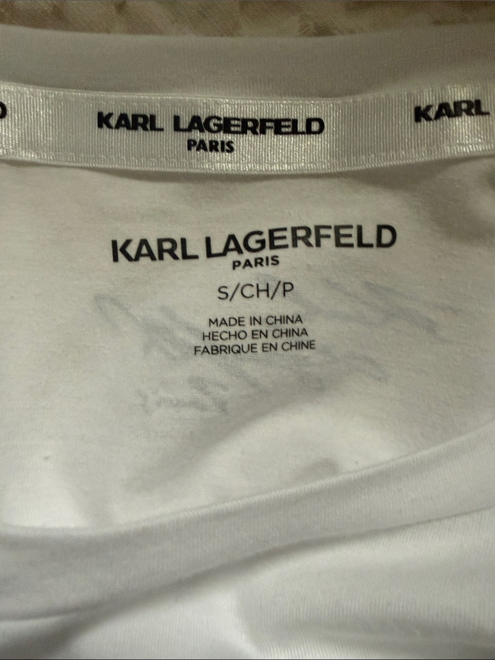 Brand New Karl Lagerfeld White Short-Sleeve Tee with Paris Charm Graphic - Picture 6 of 6